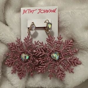 Betsey Johnson Pink Snowflake Earrings